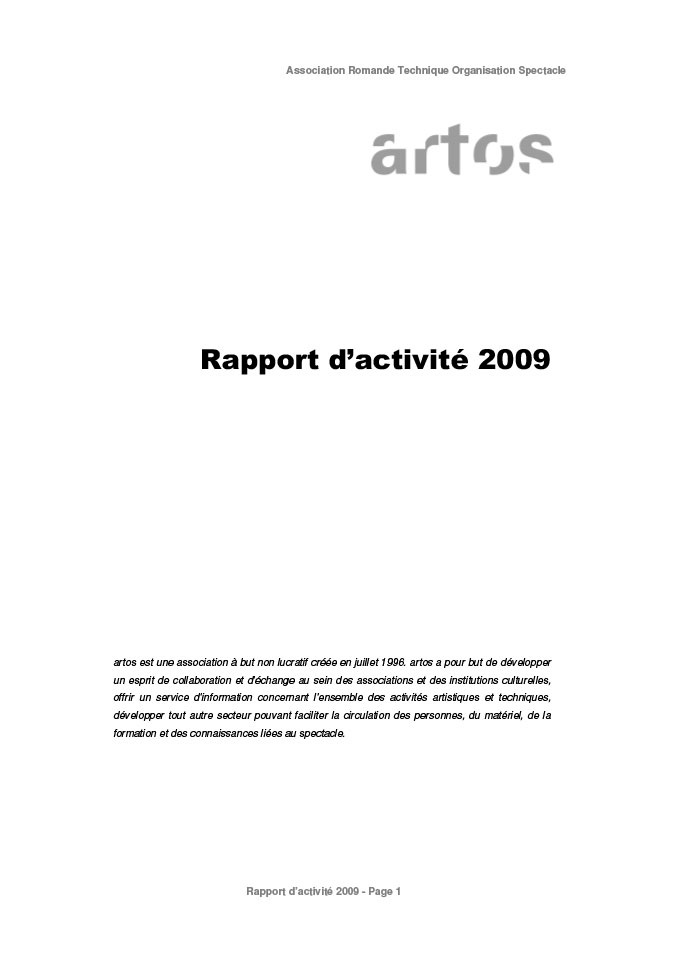 Rapport d'activité 2009